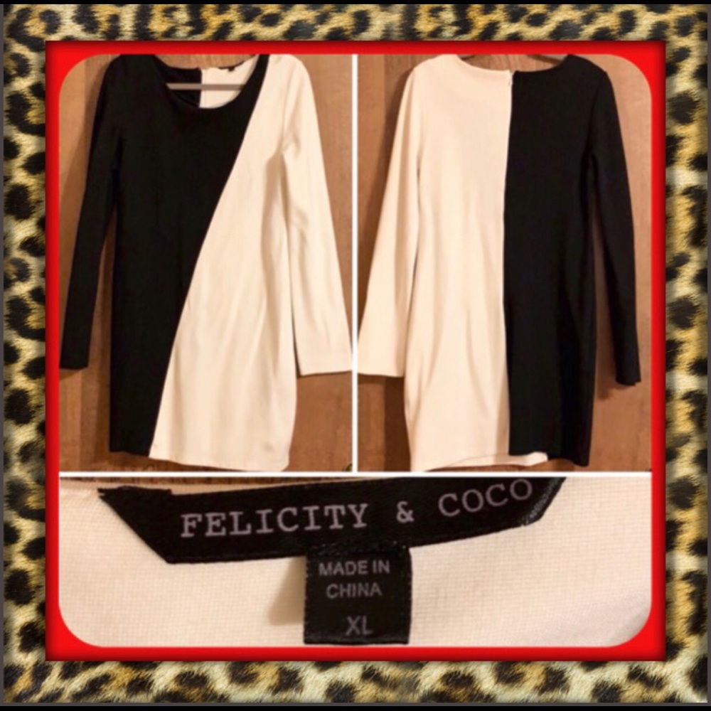 👑✅PRICE FIRM✅ Black and White Dress Color Block Mini Dress